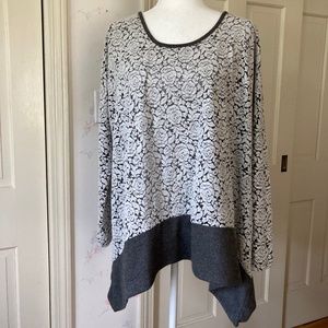 woman Hi Lo Mixed MediaLong Sleeve Top